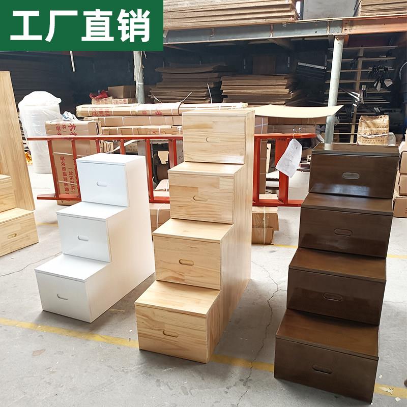 抽屉式实楼梯储功物柜DSK 多能家用梯 松木木组合柜梯家居定做