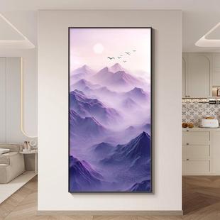 紫气东来玄关画现代简约入户门正对墙挂画旭日东升走廊过道装饰画