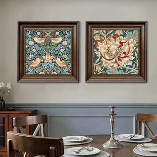 莫里斯复古美式 饰画客厅沙发壁画抽象玄关挂画油画 餐厅背景墙面装