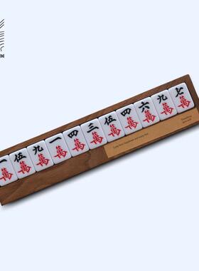 YIJUN麻将汽车临时停车牌黑胡桃实木挪车电话牌创意简约车载摆件