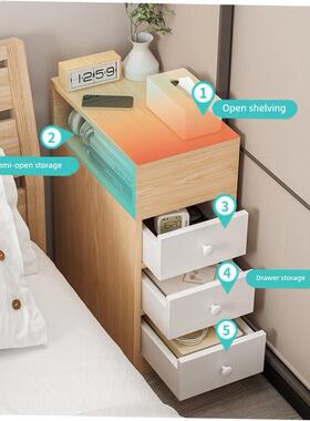 Mini Bedside Table Ultra Narrow Rounded Corner Locker