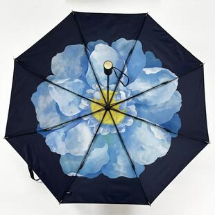 蕉伞下防晒伞黑胶双层小黑伞三折抗UV睛雨两用遮阳伞微瑕特卖