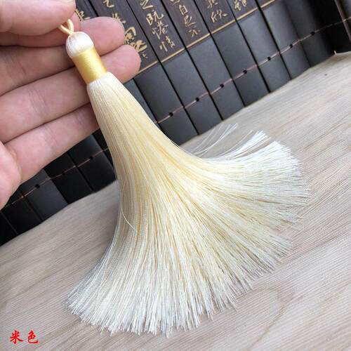手工编织人造丝线圈长流苏穗子