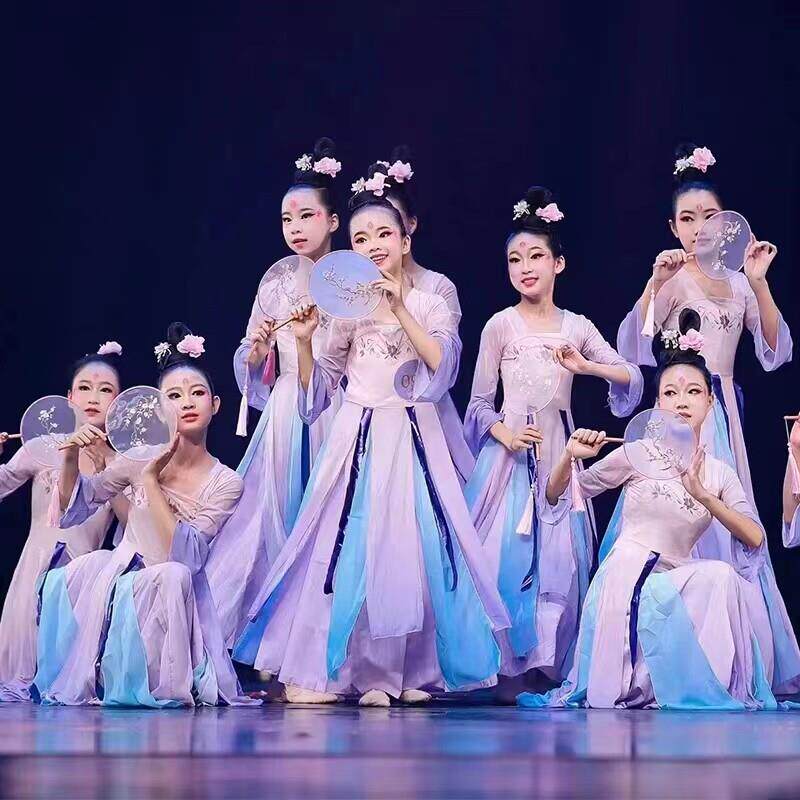 儿童繁花演出服新古典舞飘逸身韵江南少女舞蹈服蝶飞春三月表演服