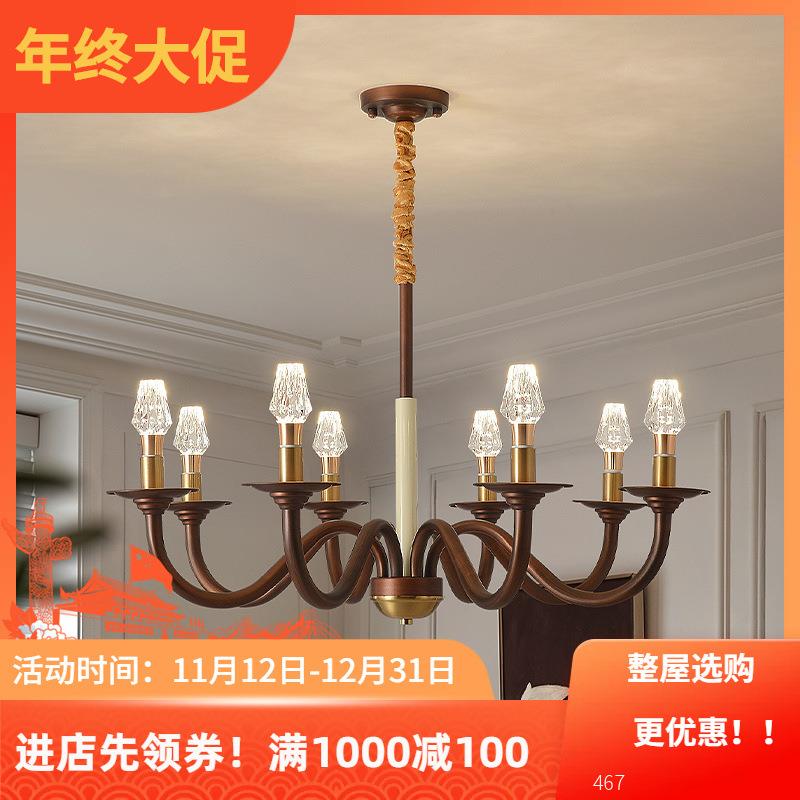 美式吊灯客厅灯具复古乡村餐厅主卧室怀旧法式中古风艺术蜡烛吊灯