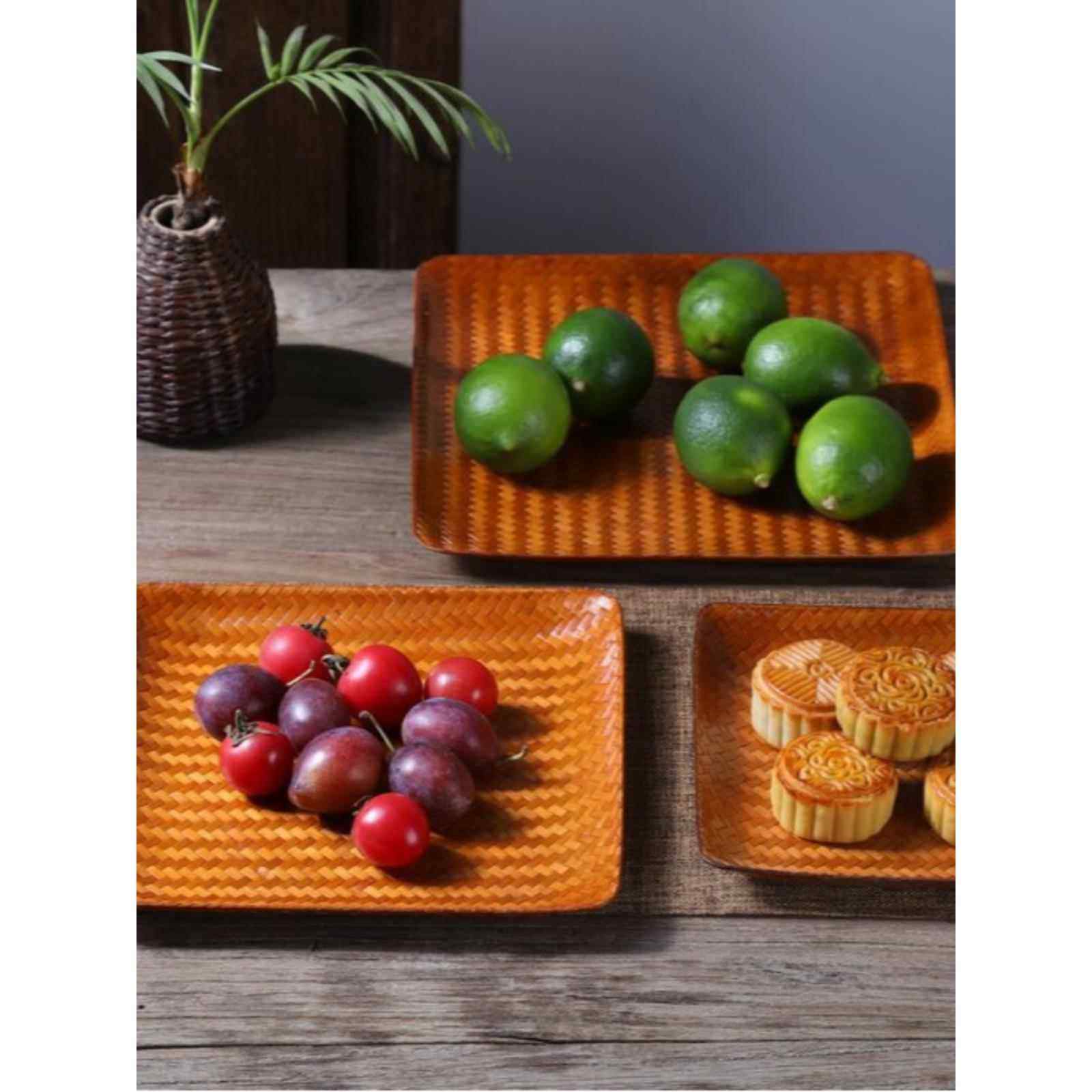 中式手工竹编果盘藤编圆形水果盘篮客厅家用托盘收纳盘子竹编制品,特色手工艺,竹编/竹雕,淘宝优惠券,粉丝福利购,淘宝优惠卷