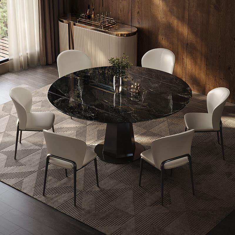 迎尚轻奢意式简约超晶石餐桌长方形极简大理石餐桌家用小户型桌
