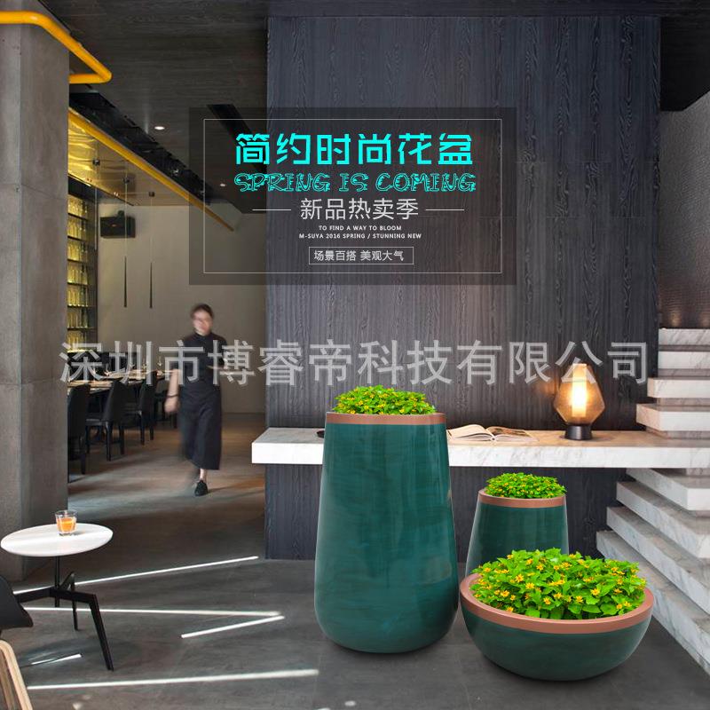 玻璃钢蓝宝石商场大型复古典雅组合花盆户外广场美陈装饰花器盆艺