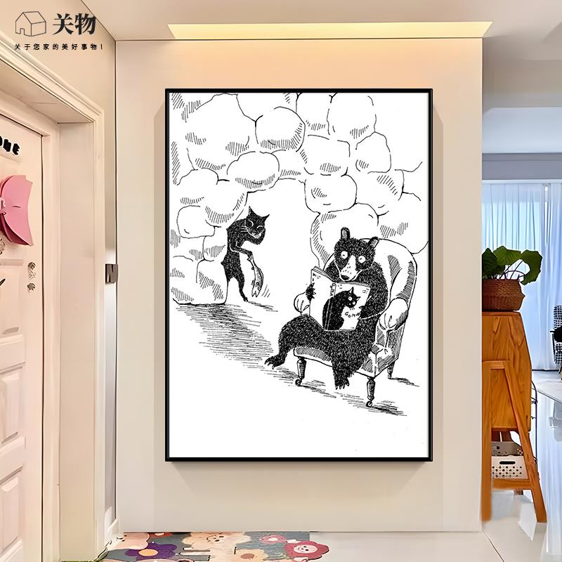 象gw52003潦草趣味卡通手绘油画 玄关客厅沙小众发抽装饰画 画儿图片