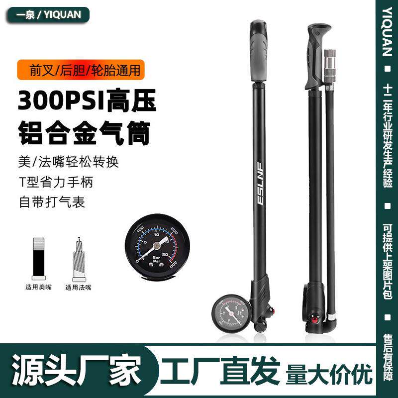 自行车打气筒便携美法嘴公路车山地车家用多功能前叉后胆打气装备