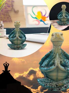 跨境打坐海龟坐禅创意艺术摆件树脂工艺品设计乌龟庭院家居装修