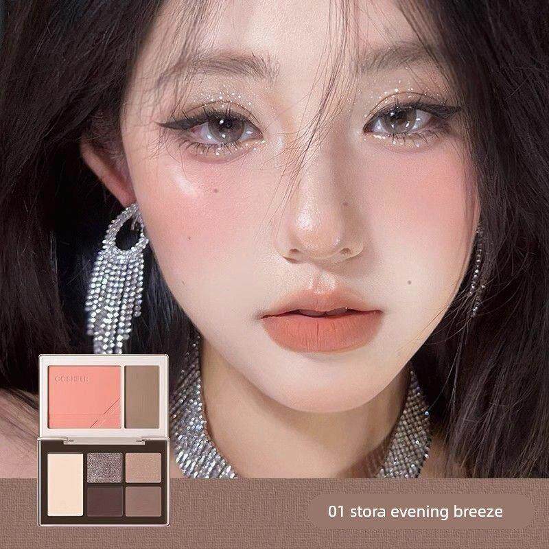 程十安推荐双折叠多用盘大地色日常通勤轻巧便携腮红眼影一体盘女