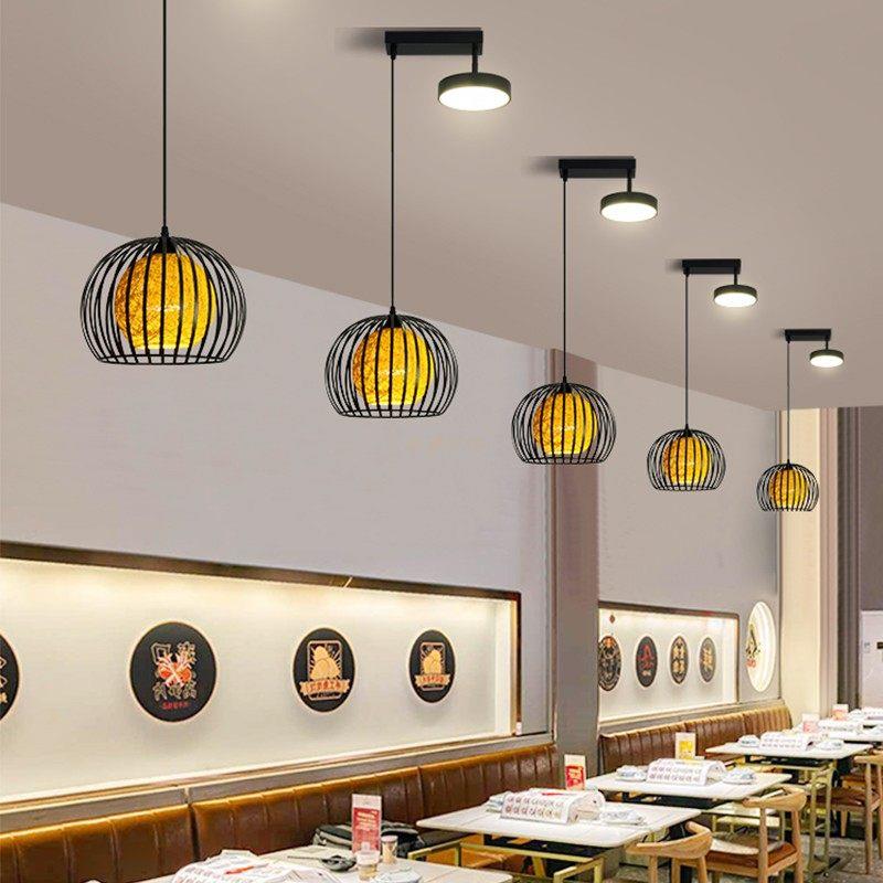 餐厅餐饮吊灯烧烤店网红店铺商用餐桌麻辣烫火锅店专用灯具带射灯图片