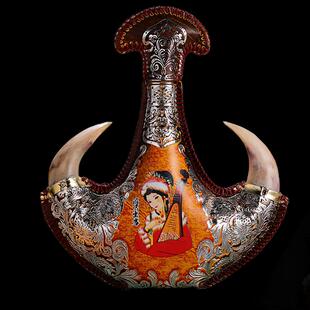 蒙古马奶酒°真羊角牛皮壶皮囊酒壶内蒙古特产鲜马奶酒礼工艺品