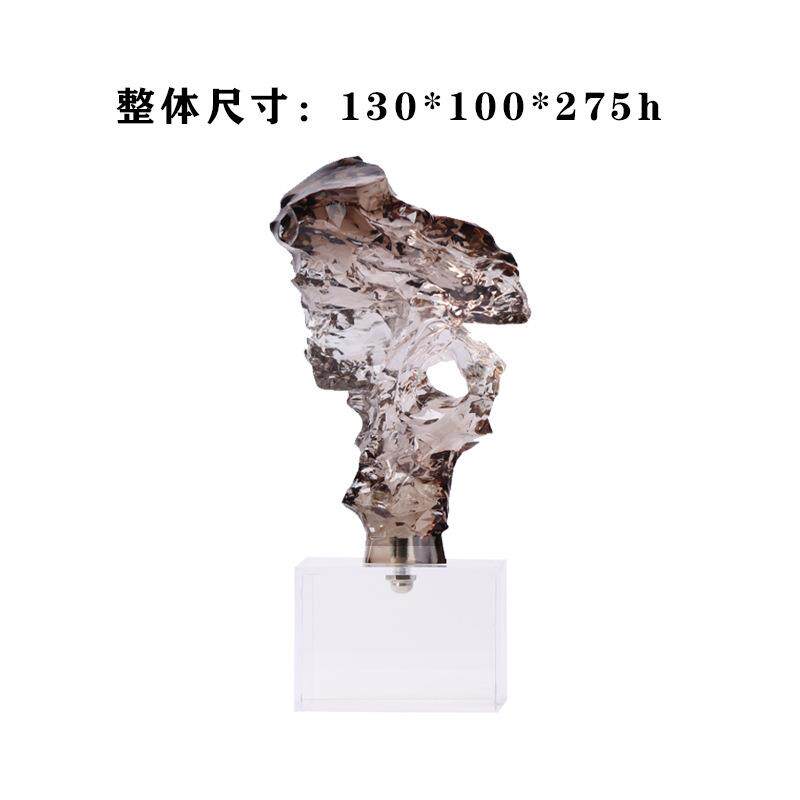 创意新中式禅意透明树脂雕塑摆件别墅样板房客厅玄关电视柜装饰品