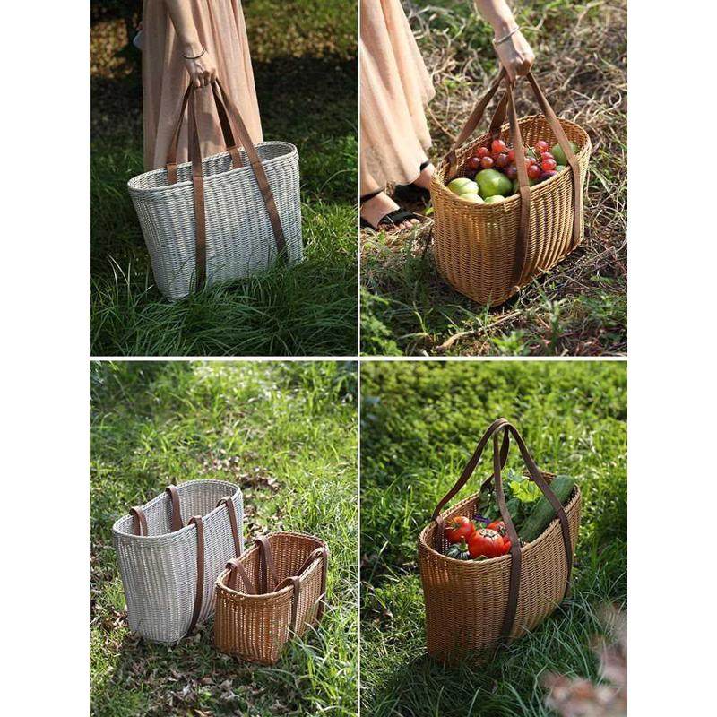 藤编购物买菜篮户外野餐郊游篮子水果蔬菜收纳筐仿藤大号编织篮,收纳整理,其他收纳篮,淘宝优惠券,粉丝福利购,淘宝优惠卷