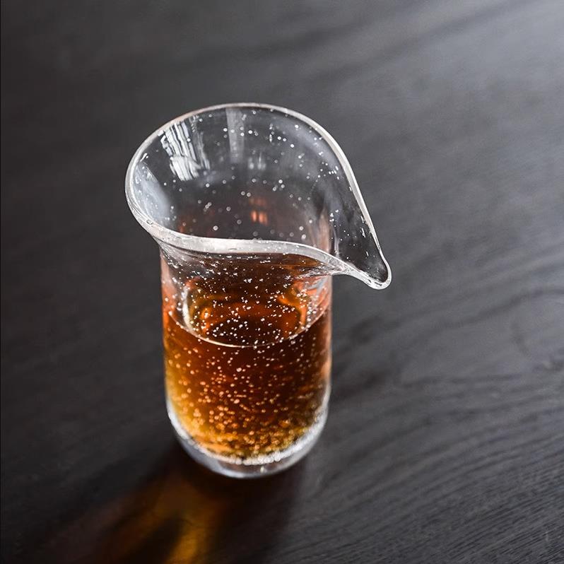 水晶玻璃手工气泡雨露公道杯高档单个分茶器加厚耐热无耳茶海茶具