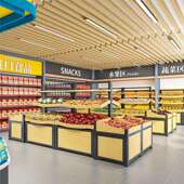 意超市水果货架展示波架水果173店创架子实木浪形意商用果蔬创展