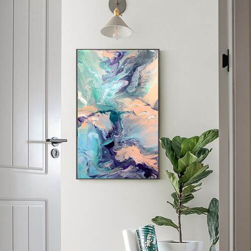 新款直销现代艺术竖挂画抽象装饰画玄关酒店会所大堂售楼处大气壁