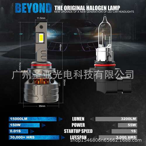 汽车高功率LED灯 超强解码汽车改装LED前大灯75w远光近光高亮LED