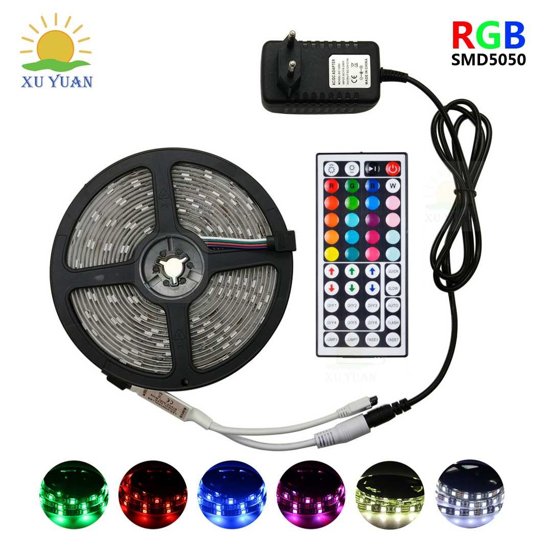 led灯带5050RGB套装滴胶防水七彩变色软灯条30灯44键迷你控制器