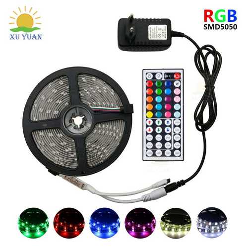 led灯带5050RGB套装滴胶防水七彩变色软灯条30灯44键迷你控制器