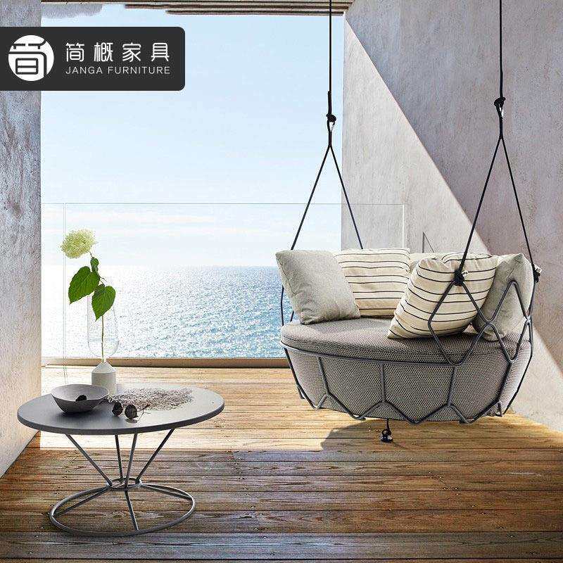 户外休闲秋千吊篮别墅花园室内露台网红家用藤椅双人落地吊床组合