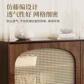 斗柜客厅纳收柜小立柜复藤编实木屉腿置物柜ZJ XP卧古室靠墙储物
