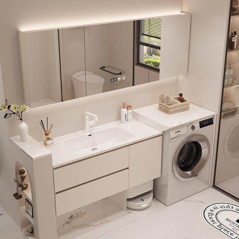 陶瓷一体盆洗衣机柜组合浴室柜卫生间洗手台洗脸面盆柜岩板一体柜,家装主材,浴室柜组合,淘宝优惠券,粉丝福利购,淘宝优惠卷