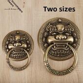 黄铜古董狮头把手木门装 饰门环中国风门柄覆古动物头虎头