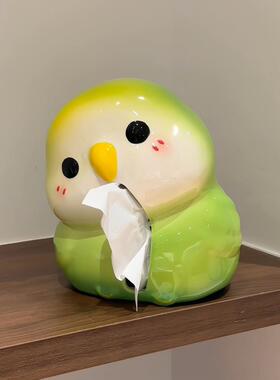 可爱鹦鹉陶瓷纸巾盒高颜值家居客厅桌面装饰摆件创意餐巾纸抽纸盒