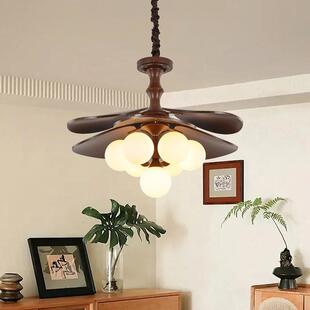 中古胡木色餐眼吊灯法桃式 633魔豆吸 复古茶楼卧室厅艺术吧台护YY