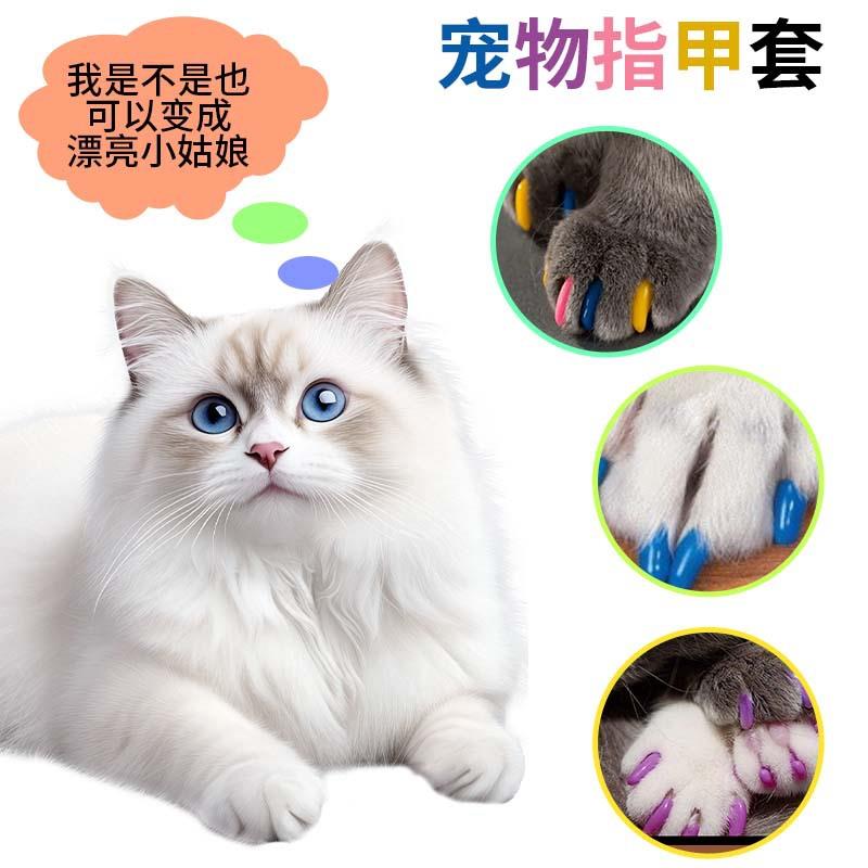 宠物指甲套狗狗猫咪指甲套猫狗爪套防抓套宠物美甲20粒装