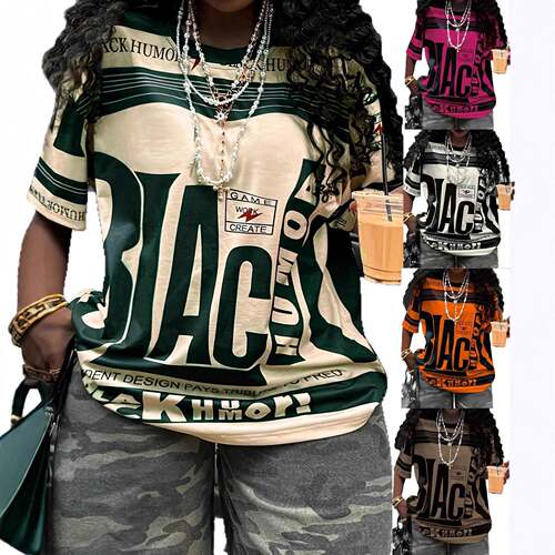Women Streetwear Over Printed Tee Create Casual Wear Daily