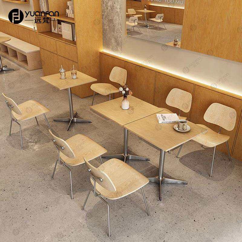 甜品奶茶店实木餐桌组合商用小吃轻食店餐饮桌椅咖啡店桌椅工业风