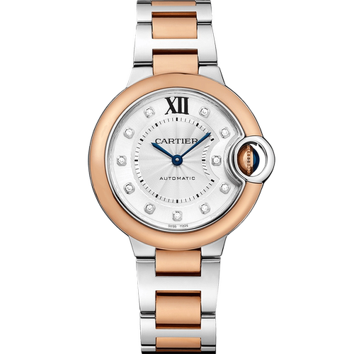 [9.8新]卡地亚蓝气球18k玫瑰金/精钢自动机械手表女W3BB0006