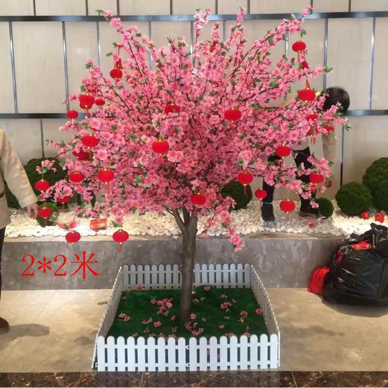 厂家自销仿真桃花树 摄影装修布景假桃花树 仿真树盆栽仿真花盆景