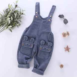 婴儿 男女通用灯芯绒背带裤 2023秋冬季 休闲婴幼儿背带裤