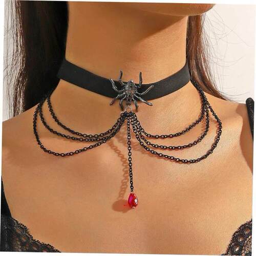 Goth accessories Halloween bat Ghost Skull spider necklace