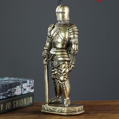 跨境北欧复古卫兵树脂骑士摆件创意家居客厅办公室工艺品装饰桌面