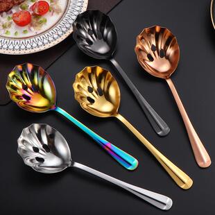 430不锈钢贝壳漏勺舀冰勺分菜勺分菜漏服务勺子冰铲家用镂空公用