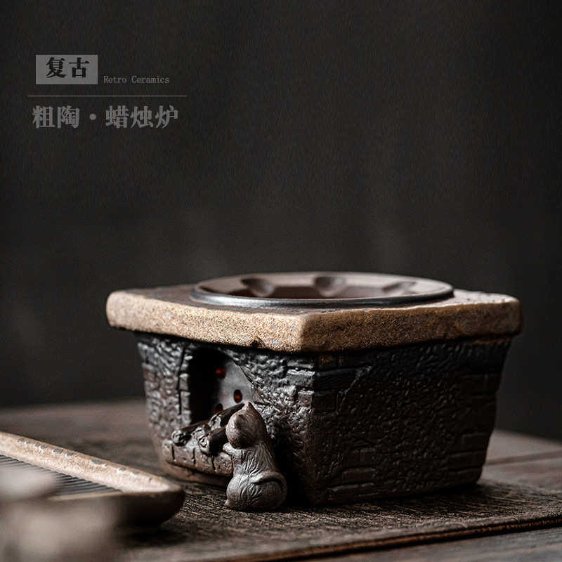 复古粗陶温茶炉家用陶瓷创意蜡烛炉加热茶壶底座茶道配件恒温炉,餐饮具,茶具礼盒,淘宝优惠券,粉丝福利购,淘宝优惠卷