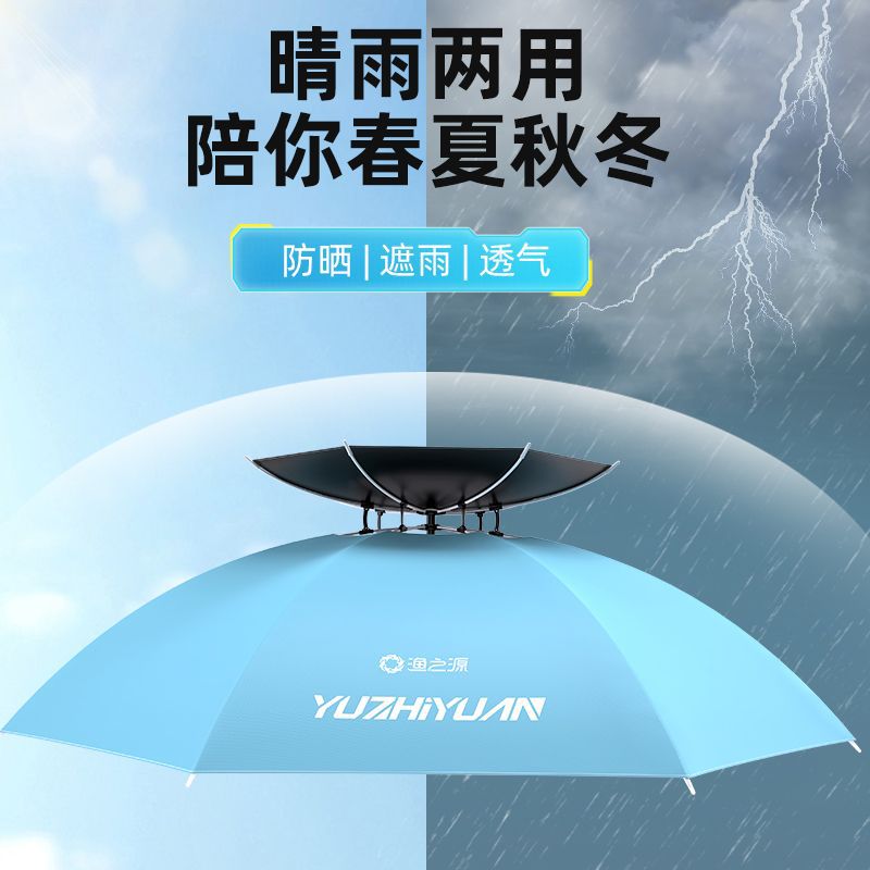 头戴式钓鱼伞户外防晒遮阳伞新款黑胶折叠雨伞帽采茶渔具斗笠帽伞