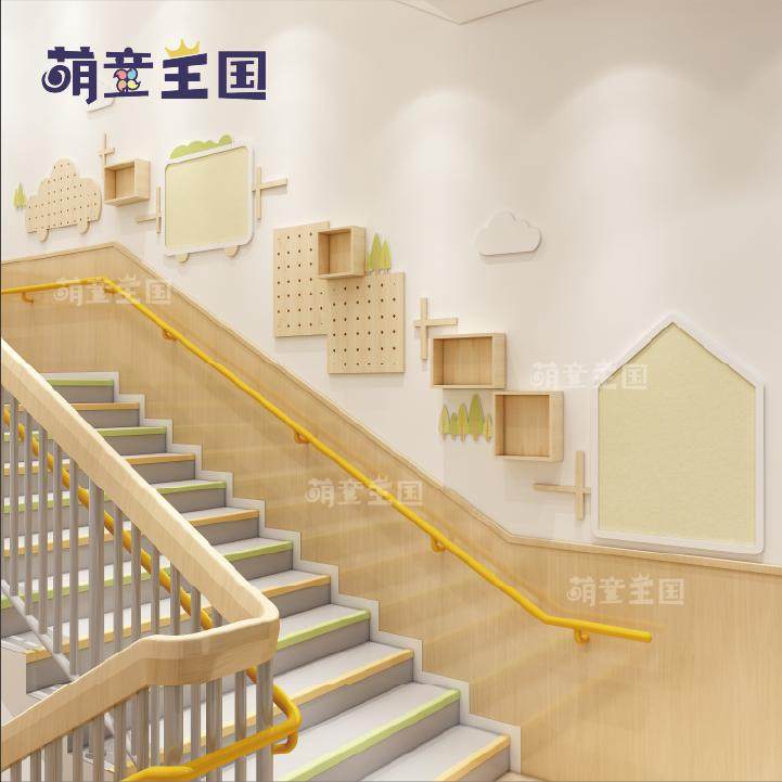 幼儿园环创楼梯间走廊过道实木与pvc碰撞-2文化墙简约风自然主题,家居饰品,文化墙贴,淘宝优惠券,粉丝福利购,淘宝优惠卷