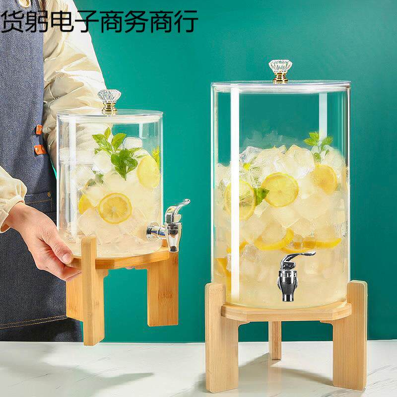 桶自助果汁鼎龙头凉水壶茶壶玻璃带冷水壶耐高温泡茶大饮料柠檬水
