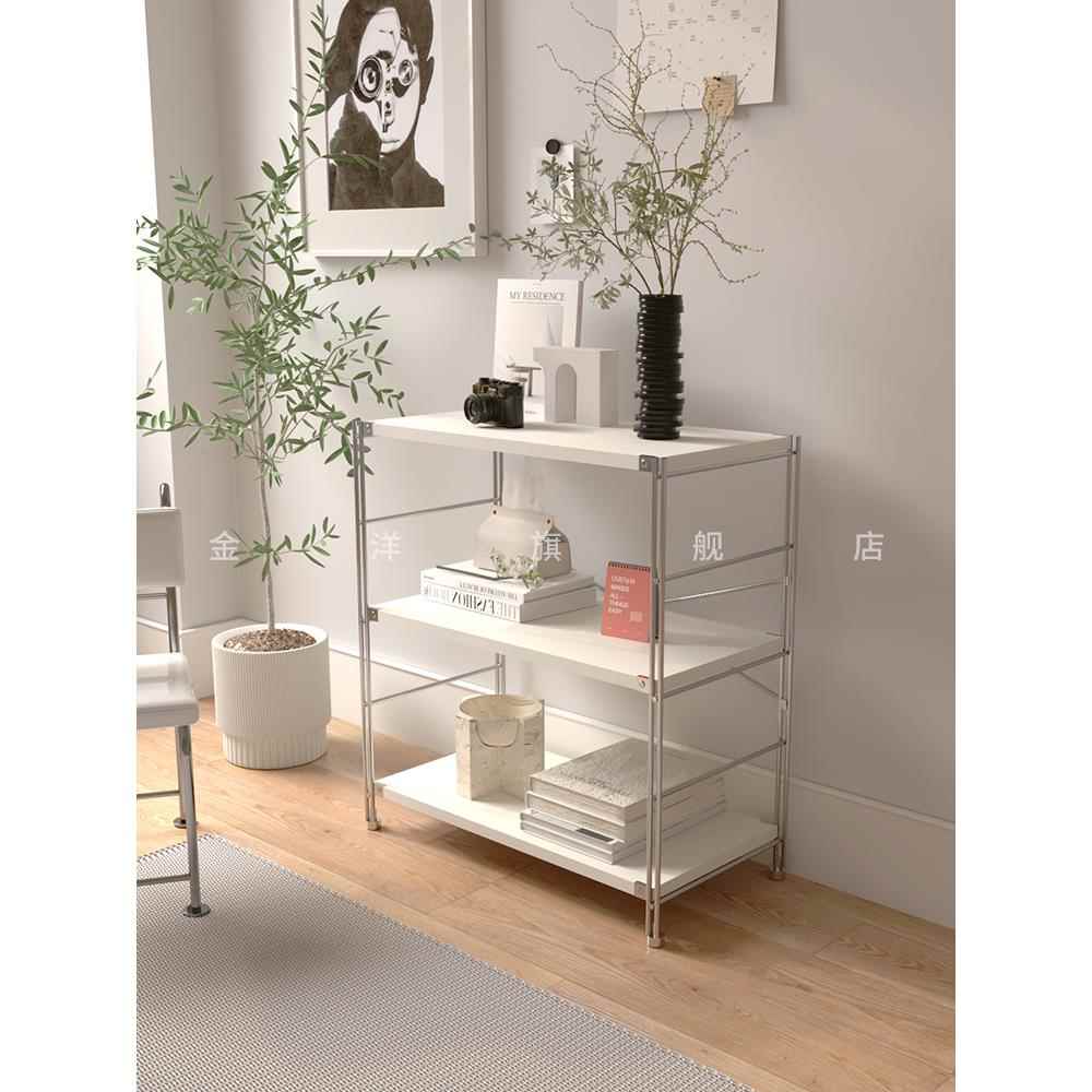白色置物架家用展示架简约落地收纳架书房多层架子阳台客厅层架