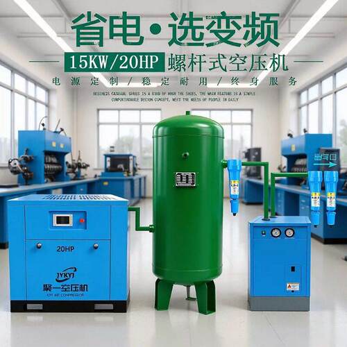 工厂报价20匹空气压缩机一套系统15kw2立方永磁变频螺杆式空压机