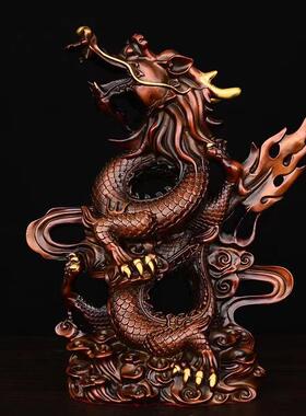 祥龙呈瑞腾云龙黄铜摆件龙腾四海工艺品家居客厅装饰品桌面铜摆饰