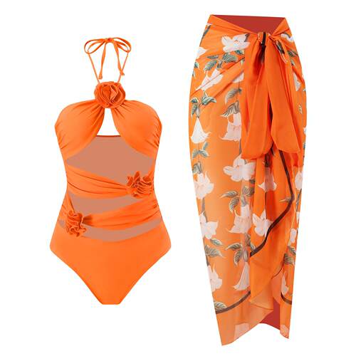 One piece conservative belly covering slimming swimsuit