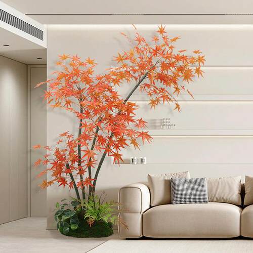 彷真植物假红枫发财树盆栽绿植室内枫树装饰花客厅摆件大型假花卉
